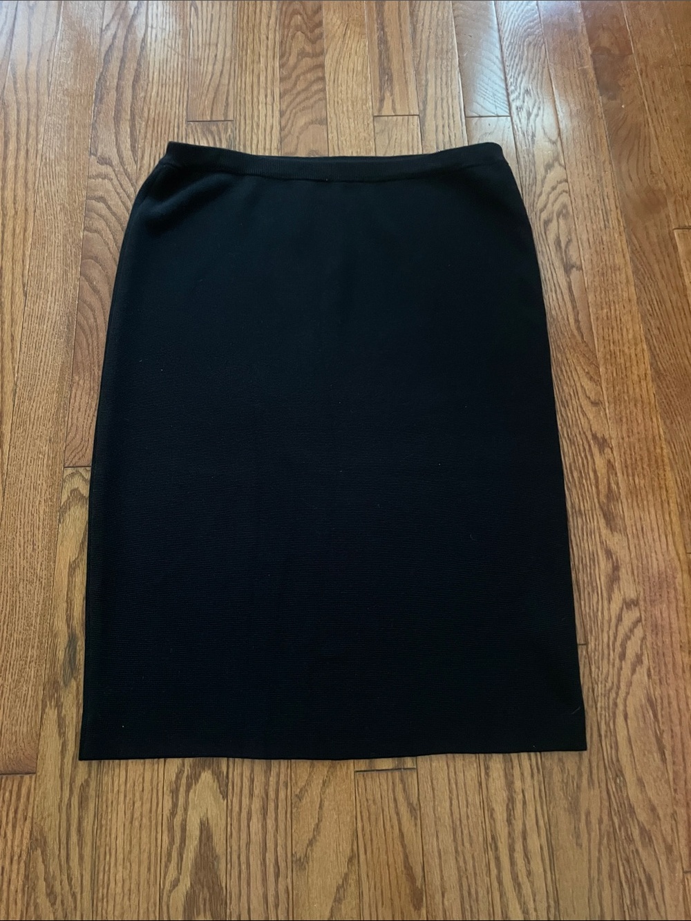 Eileen Fisher Black Knit Silk Cotton Blend Pencil Skirt Sz Medium